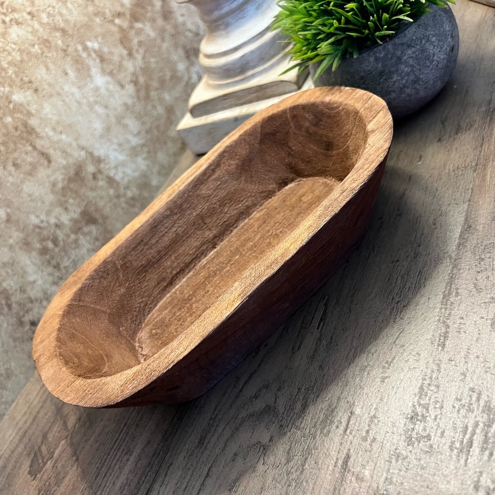 Hand Carved Wood Dough Bowl Primitive Wood Trencher Tray Rustic Farmhouse Decor